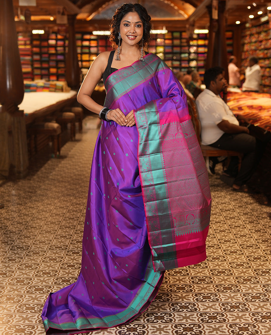 Violet Zari Butta Kanchi Silk