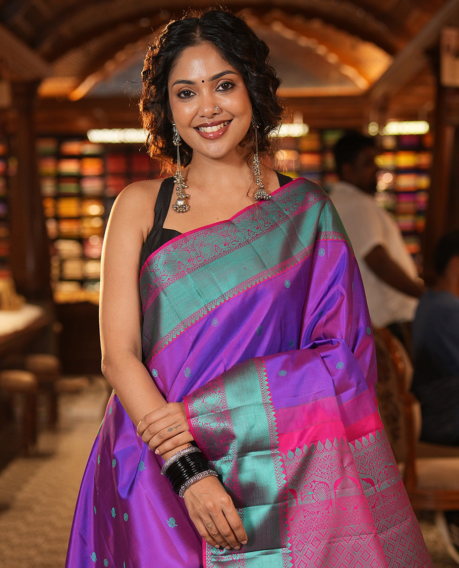 Violet Zari Butta Kanchi Silk