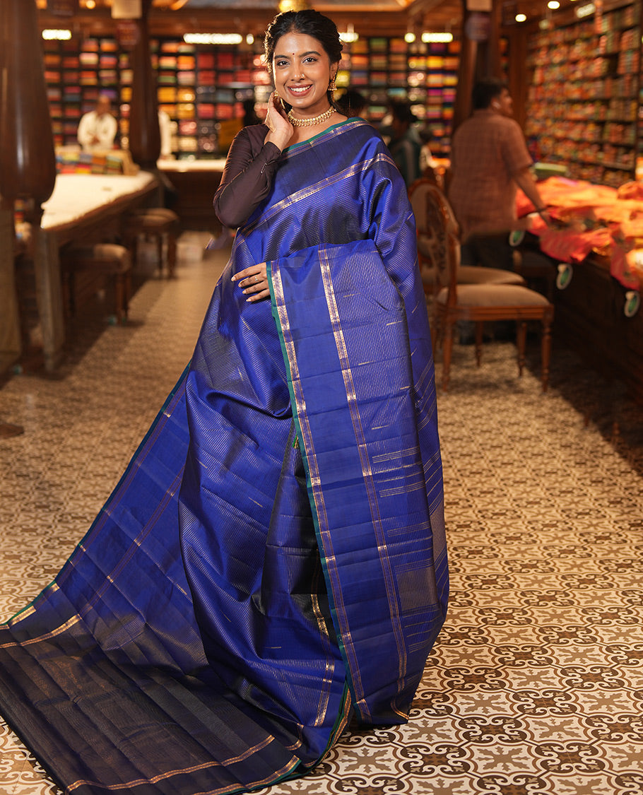 Blue Butta Kanchipuram Silk Saree