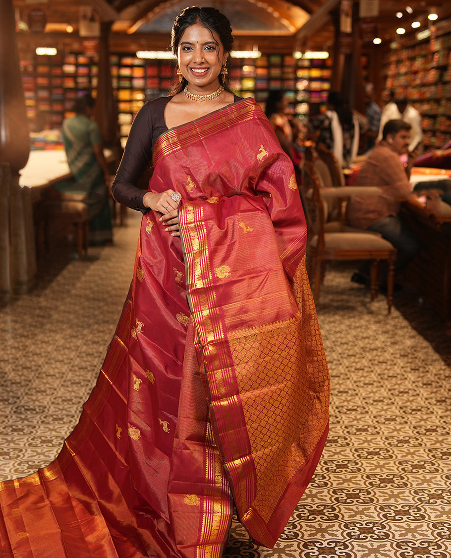 Red Butta Kanchipuram Silk Saree