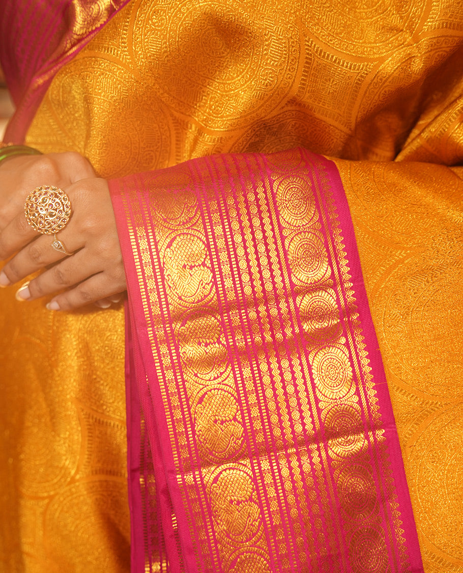 Yellow Kanchipuram Bridal Silk Saree