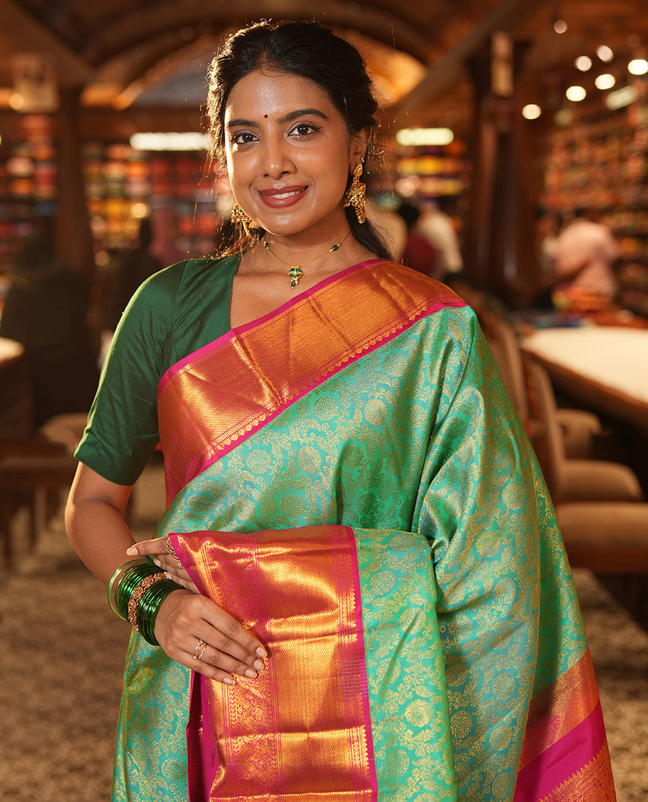 Turquoise Kanchi Silk