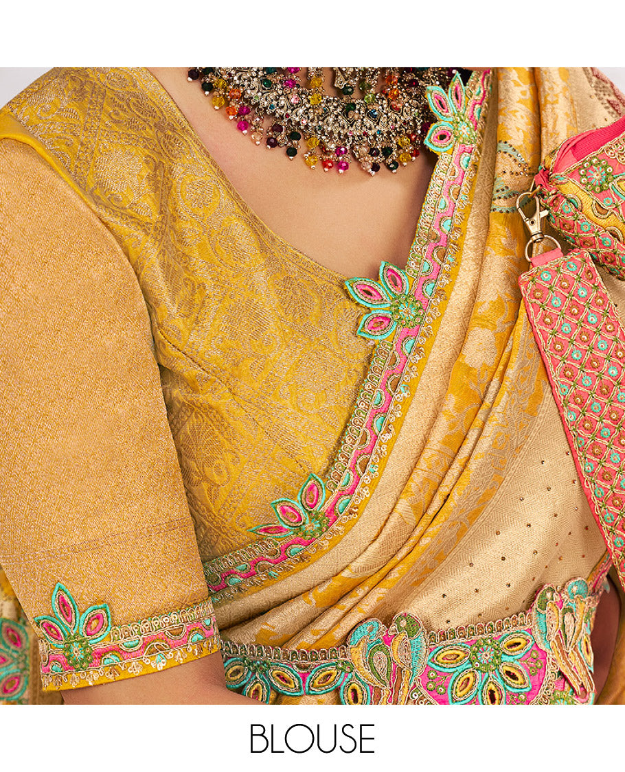 Yellow Fancy Organza Designer Saree