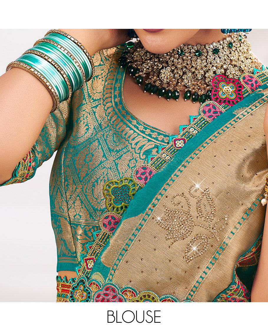 Blue Fancy Organza Designer Saree