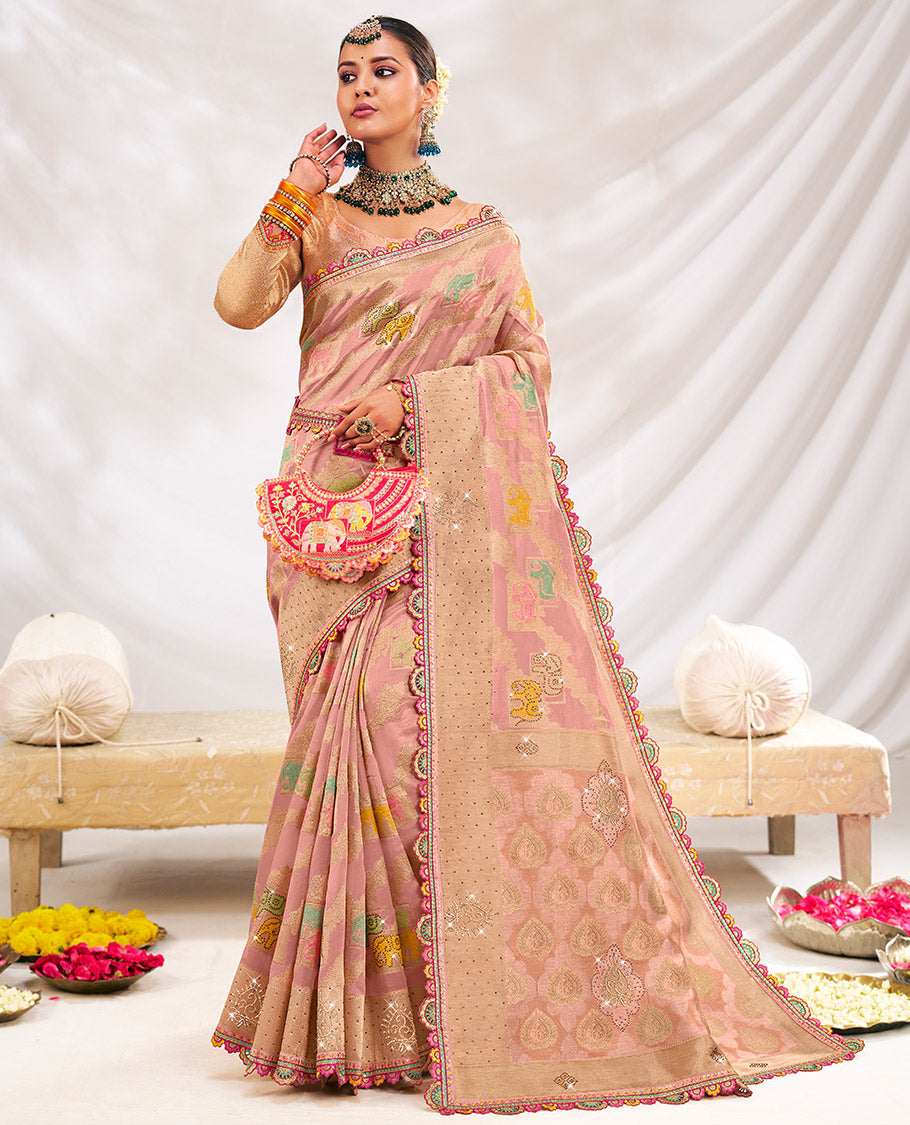 Pink Fancy Organza Designer Saree