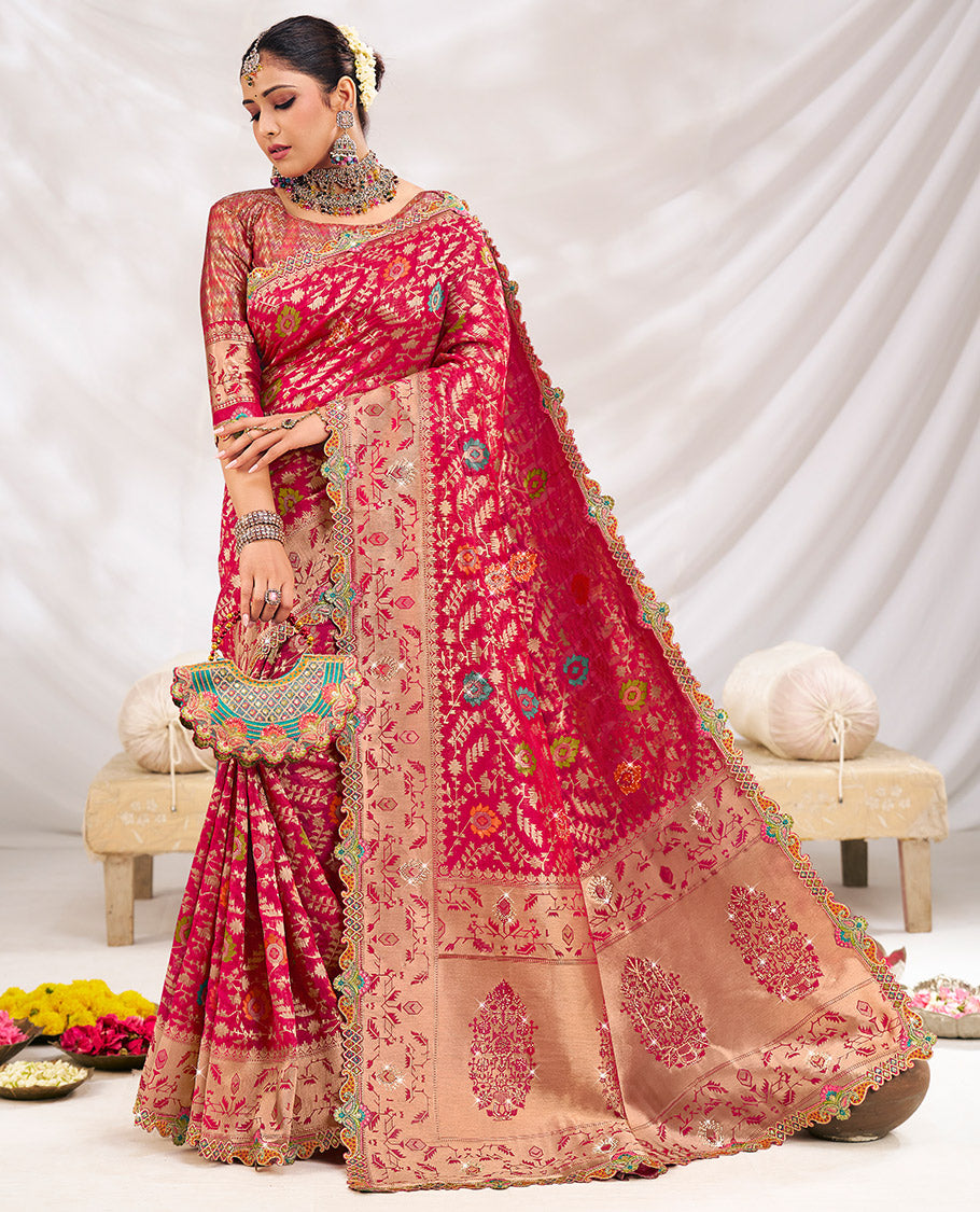 Pink Fancy Organza Designer Saree
