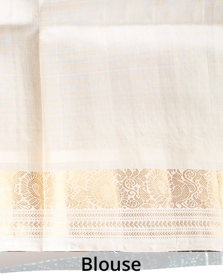 Maroon gadwal silk saree with zari buttas, contrast vidarbha zari border & pallu featuring peacock & intricate designs