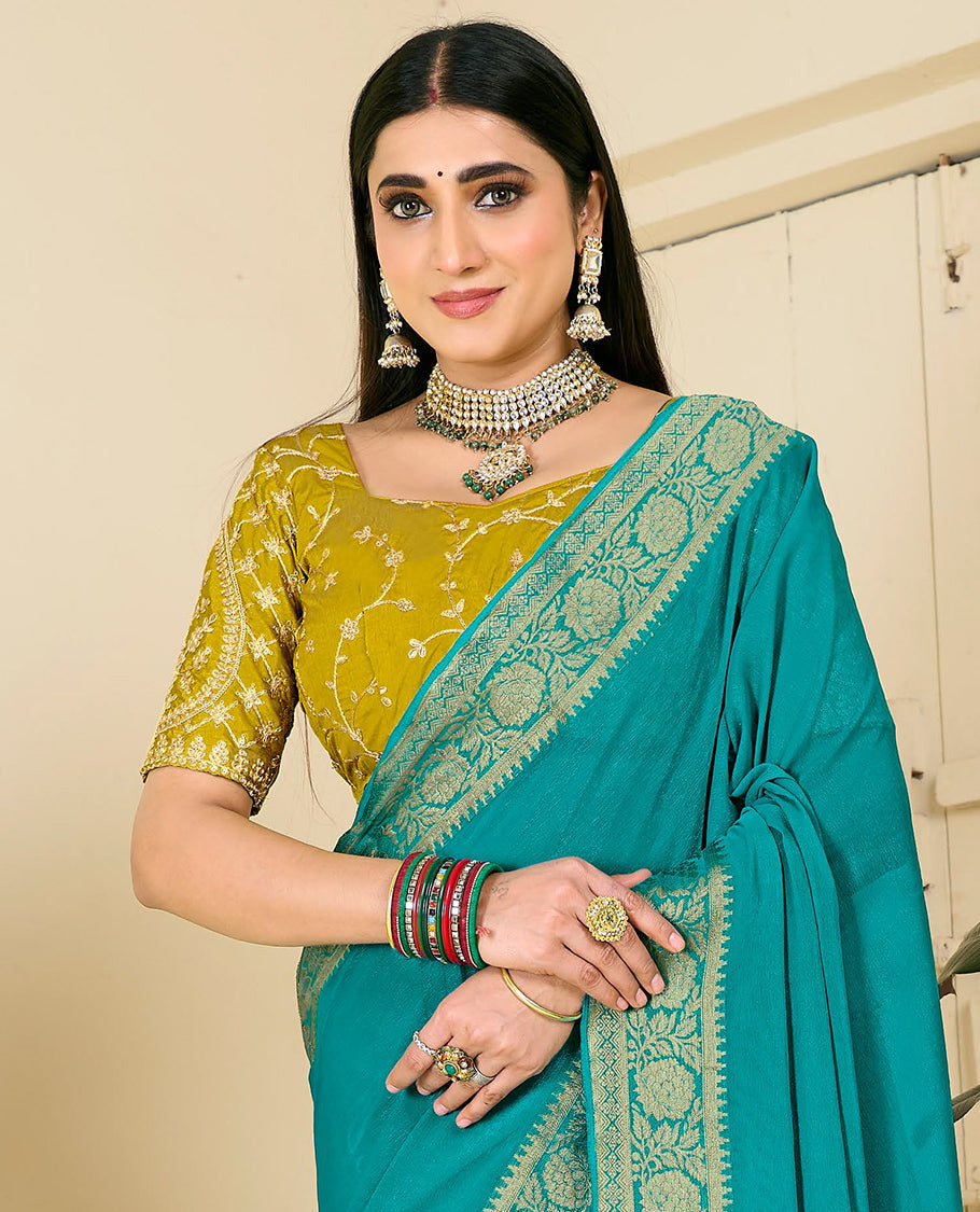 Teal Designer Catalog Saree