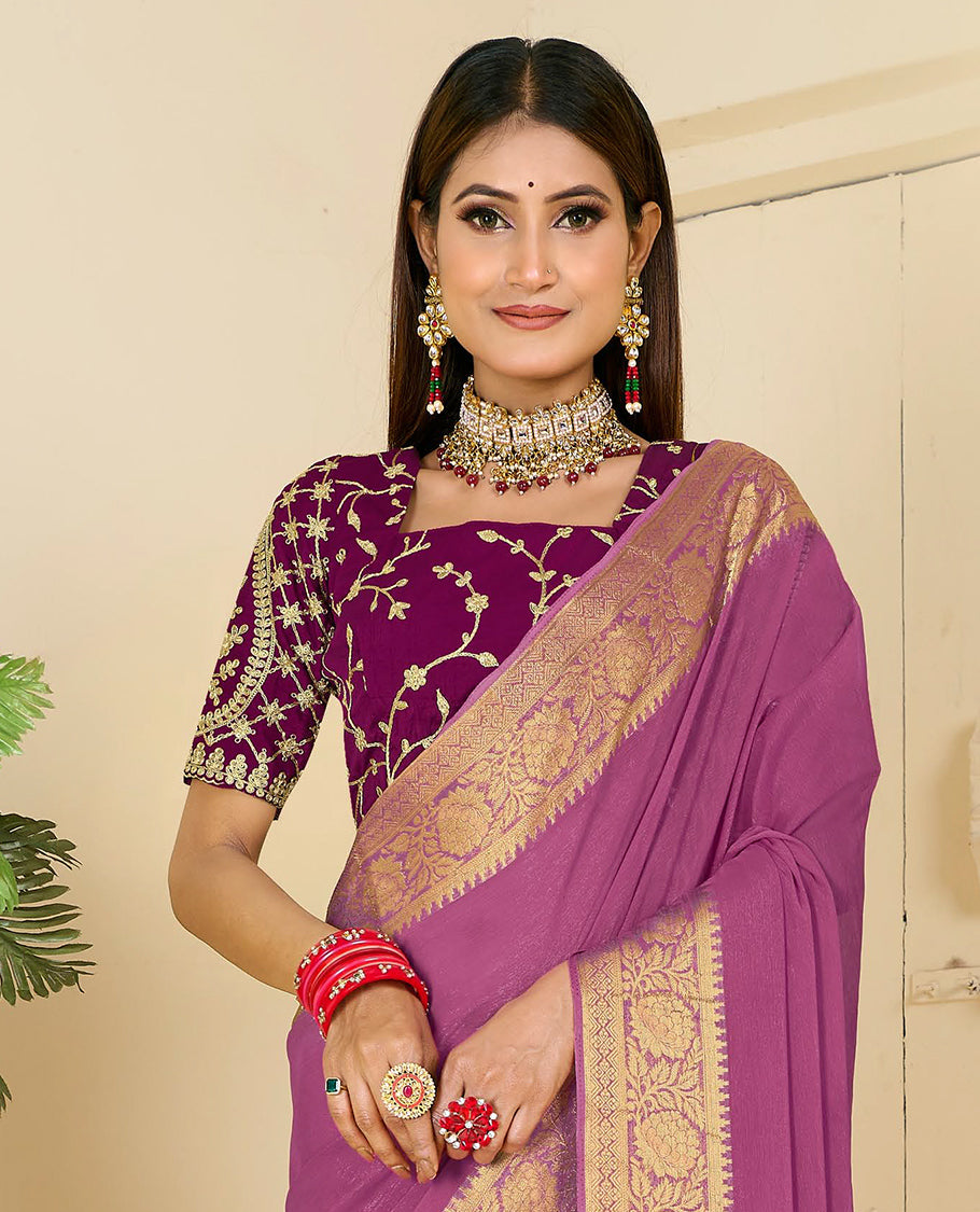 Purple Designer Catalog Saree