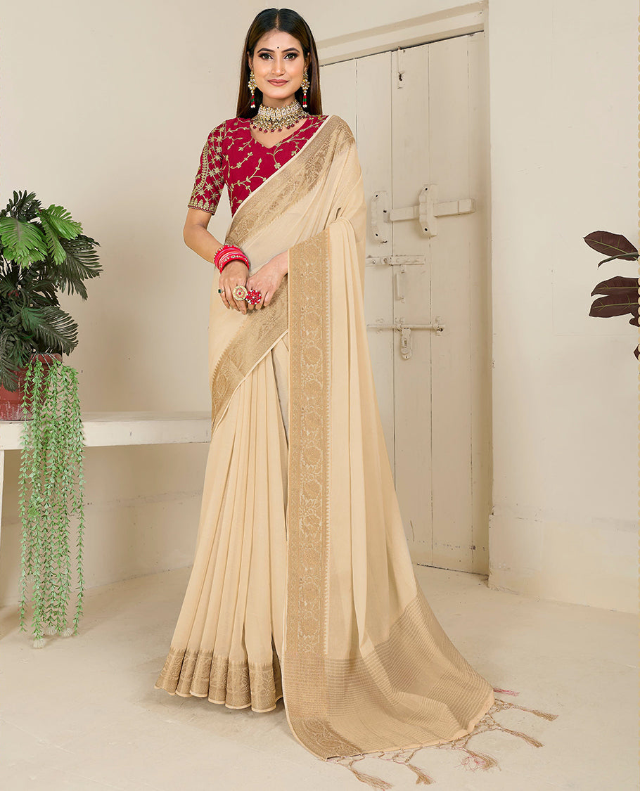 Cream Designer Catalog Saree