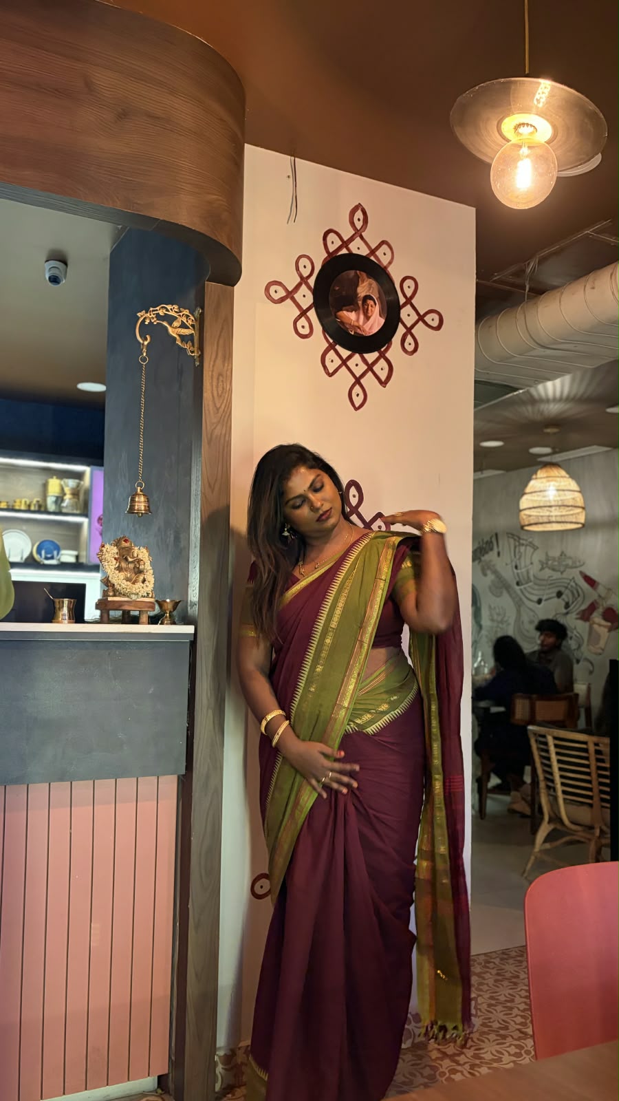 Coffee Brown Plain Chettinad Cotton Saree