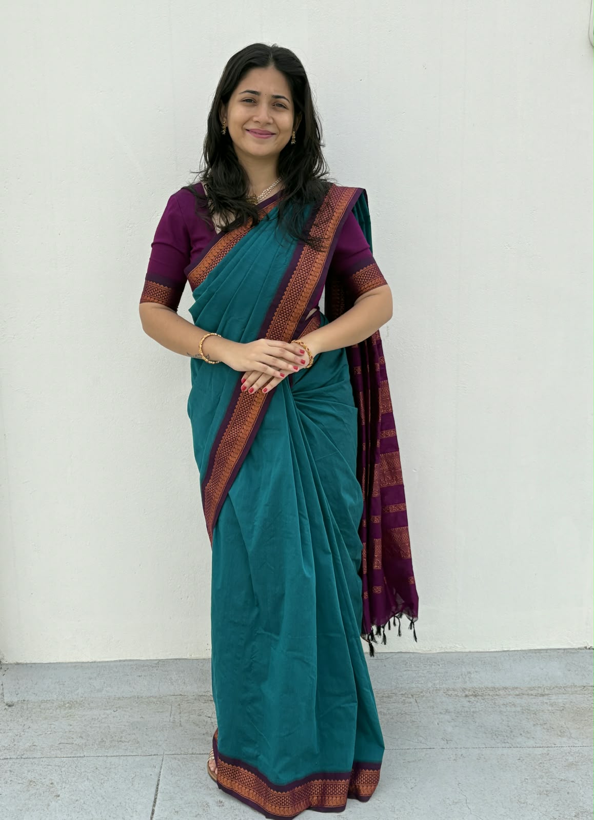 Rama Green Plain Kalyani Cotton Saree
