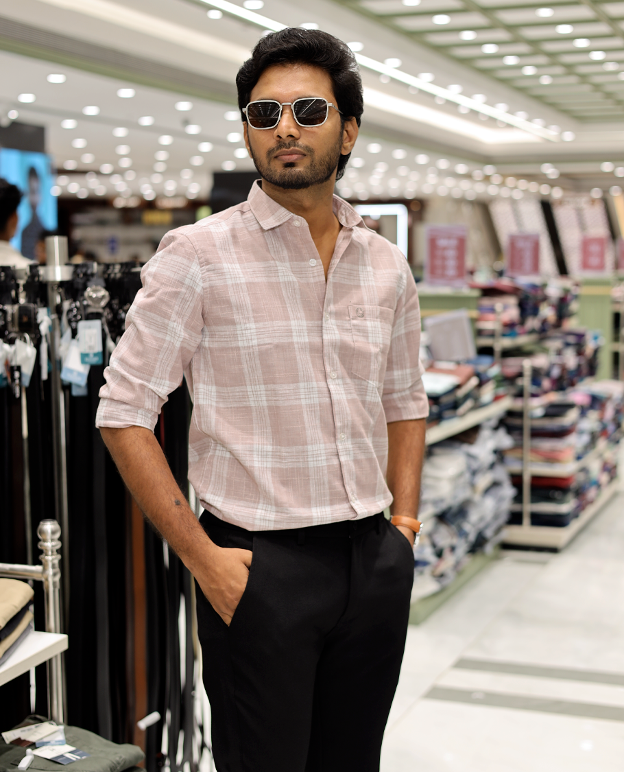 Pink Cotton-Linen-Blended Casual Shirt