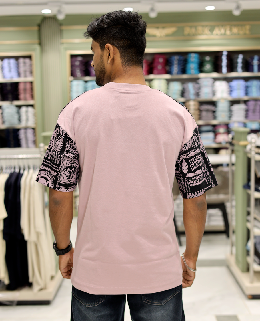 Mauve Cotton-Blended Crew-Neck T-Shirt Features Typography Print, Printed Half-Sleeves, Regular Fit, and Regular Length