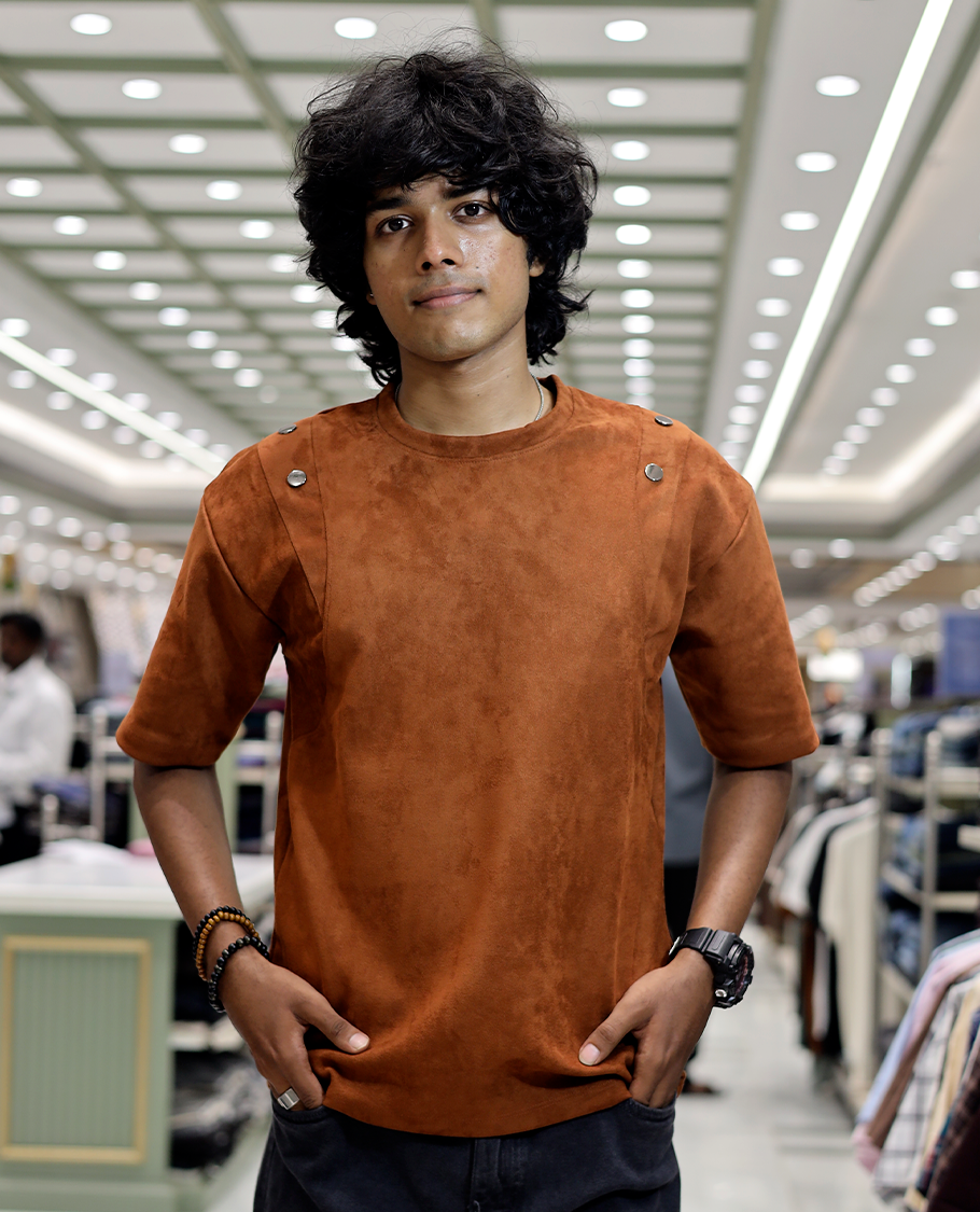 Rust Faux Suede T-Shirt