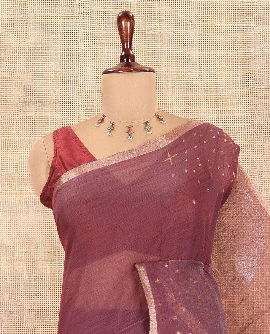 Wine Chanderi Cotton Saree