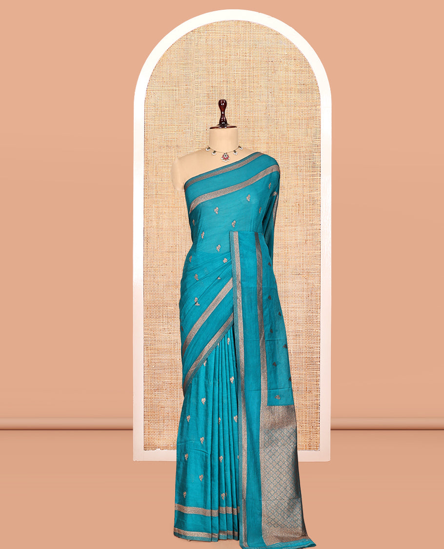 Blue Fancy Crepe Saree