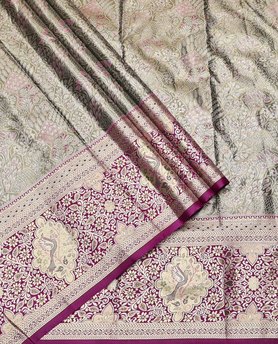 Grey Art Silk Half-Saree