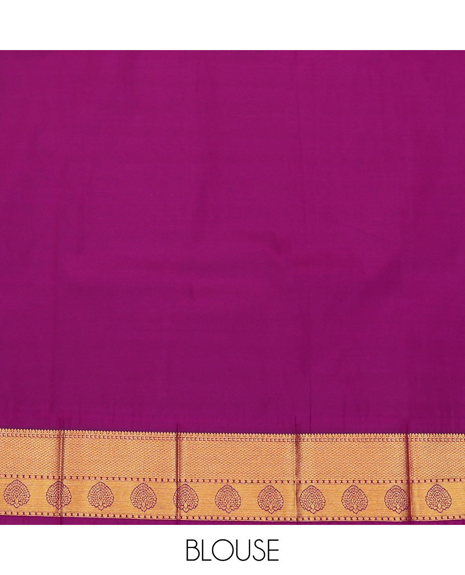 Blue buttas and human motifs budget silk saree, contrast traditional zari design border, and intricate pallu
