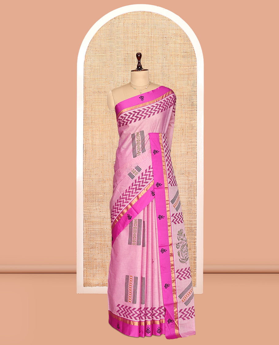 Pink Chirala Cotton Saree
