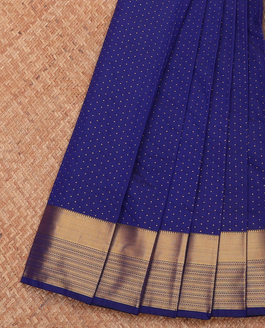 Navy Blue Budget Silk Saree Features Zari Buttas, Getti Zari Border, Grand Pallu, a Matching Blouse