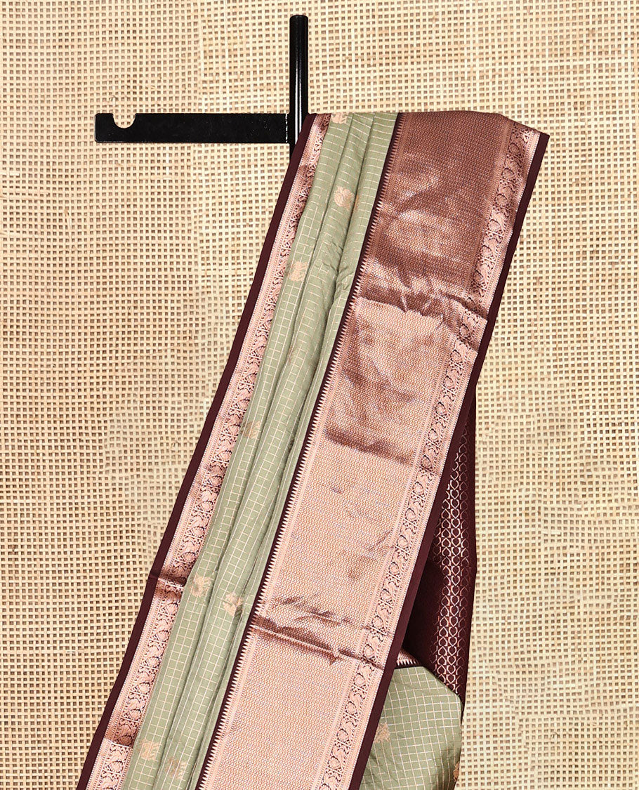 Pista Green and Brown Vasundhara Silk Saree