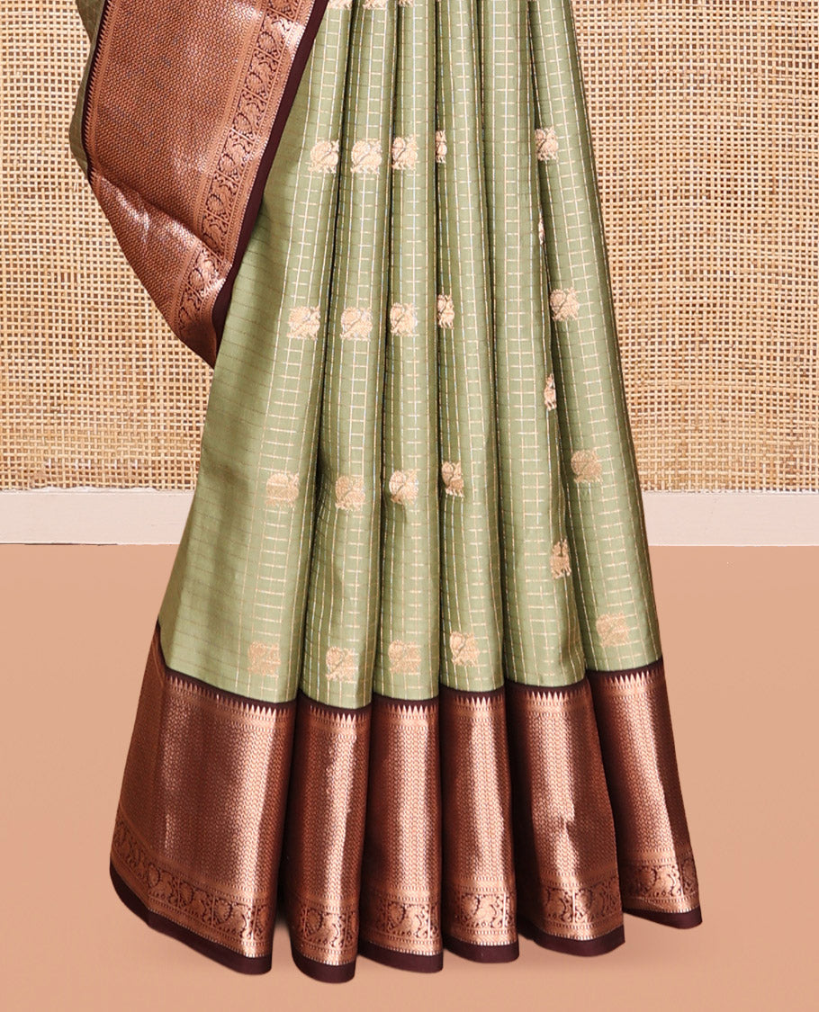 Pista Green and Brown Vasundhara Silk Saree