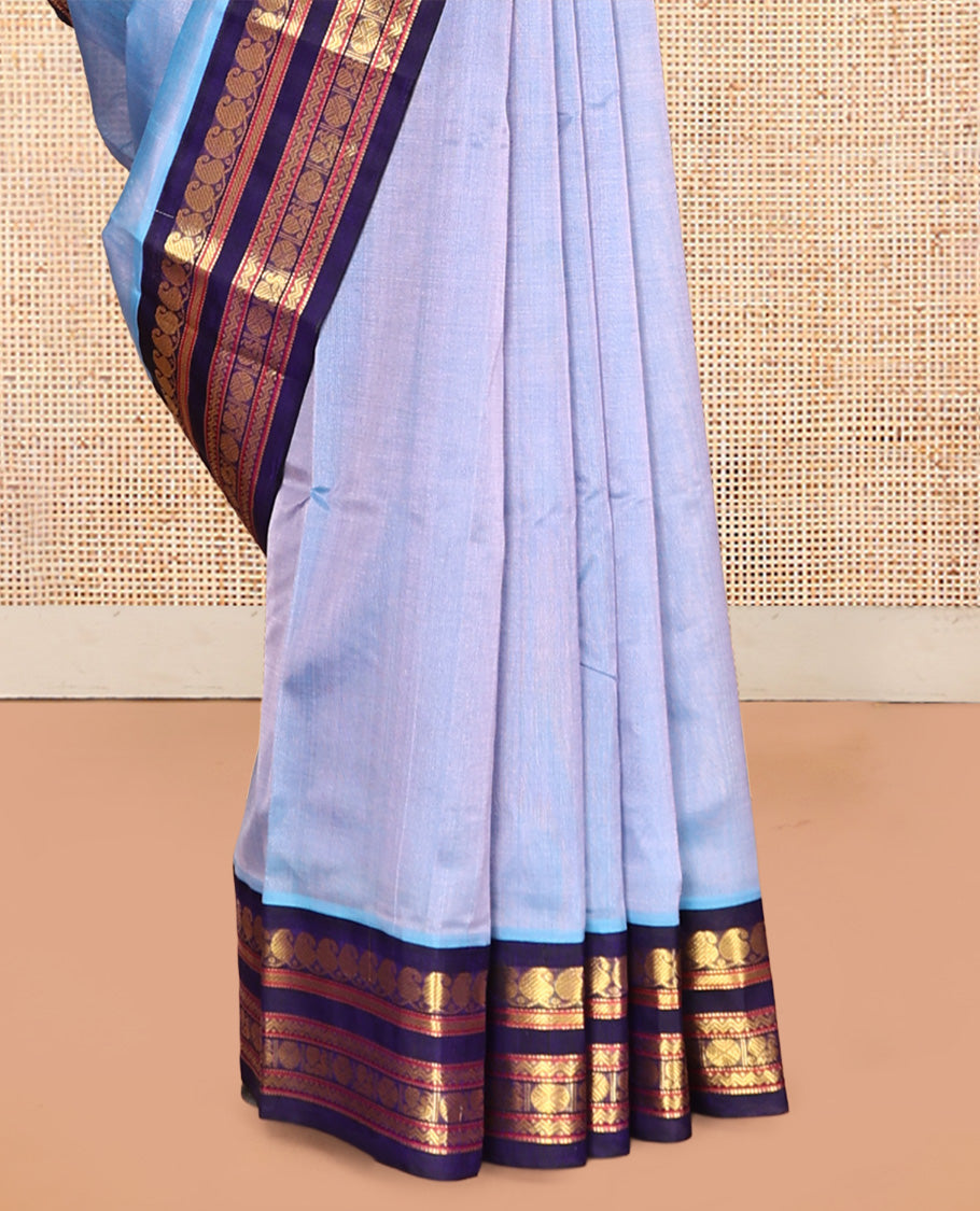 Blue Plain Kuppadam Silk Saree