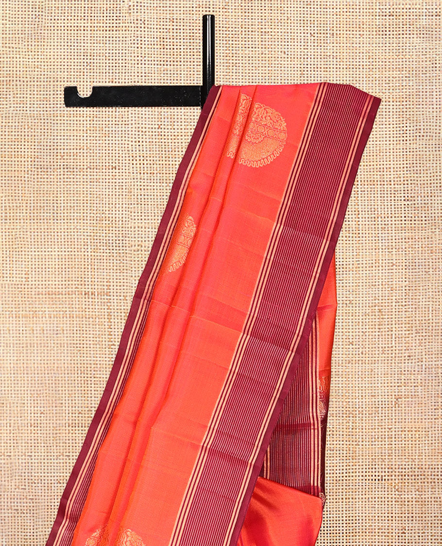 Orange Mayuri Lite Silk Mix Saree