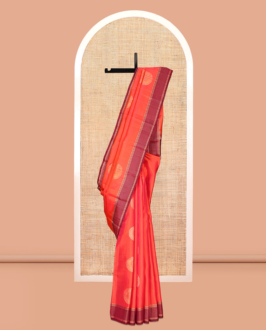 Orange Mayuri Lite Silk Mix Saree