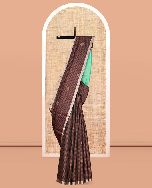 Dark Brown Mayuri Lite Silk Mix Saree
