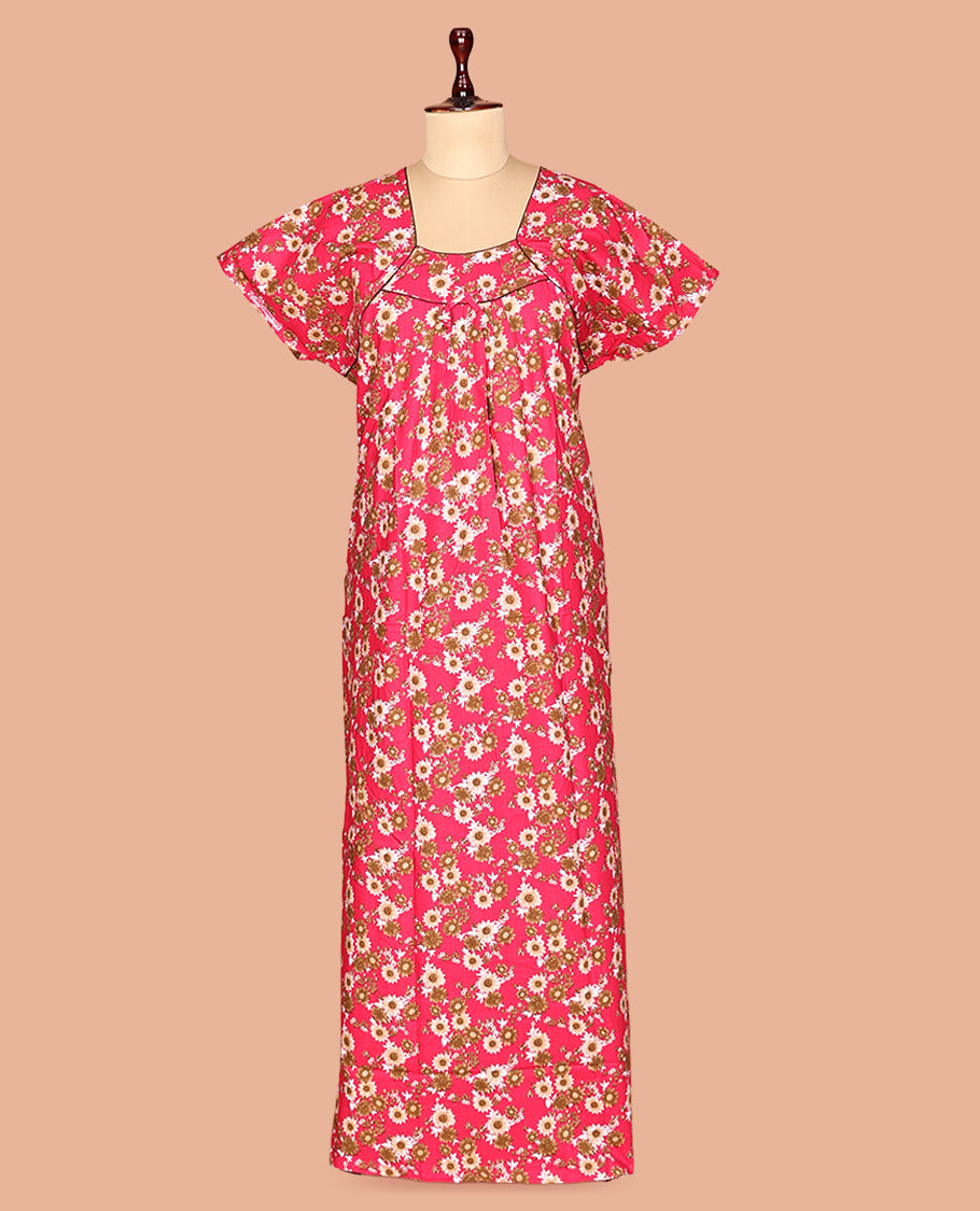 Pink Cotton-Blended Nighty
