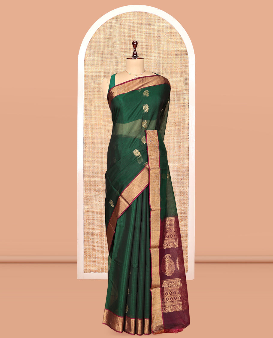 Green Zari Butta Silk Cotton Saree