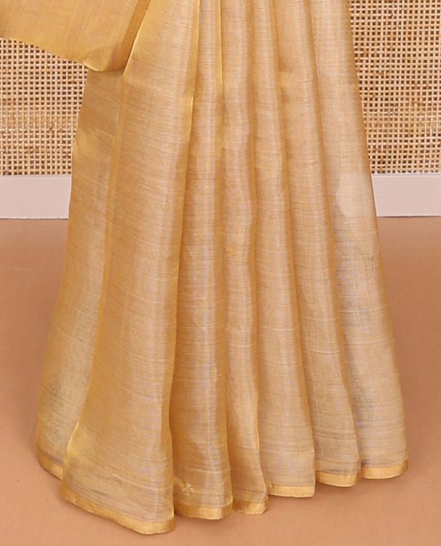 Borderless Sandal geometric design tissue saree with striped pallu