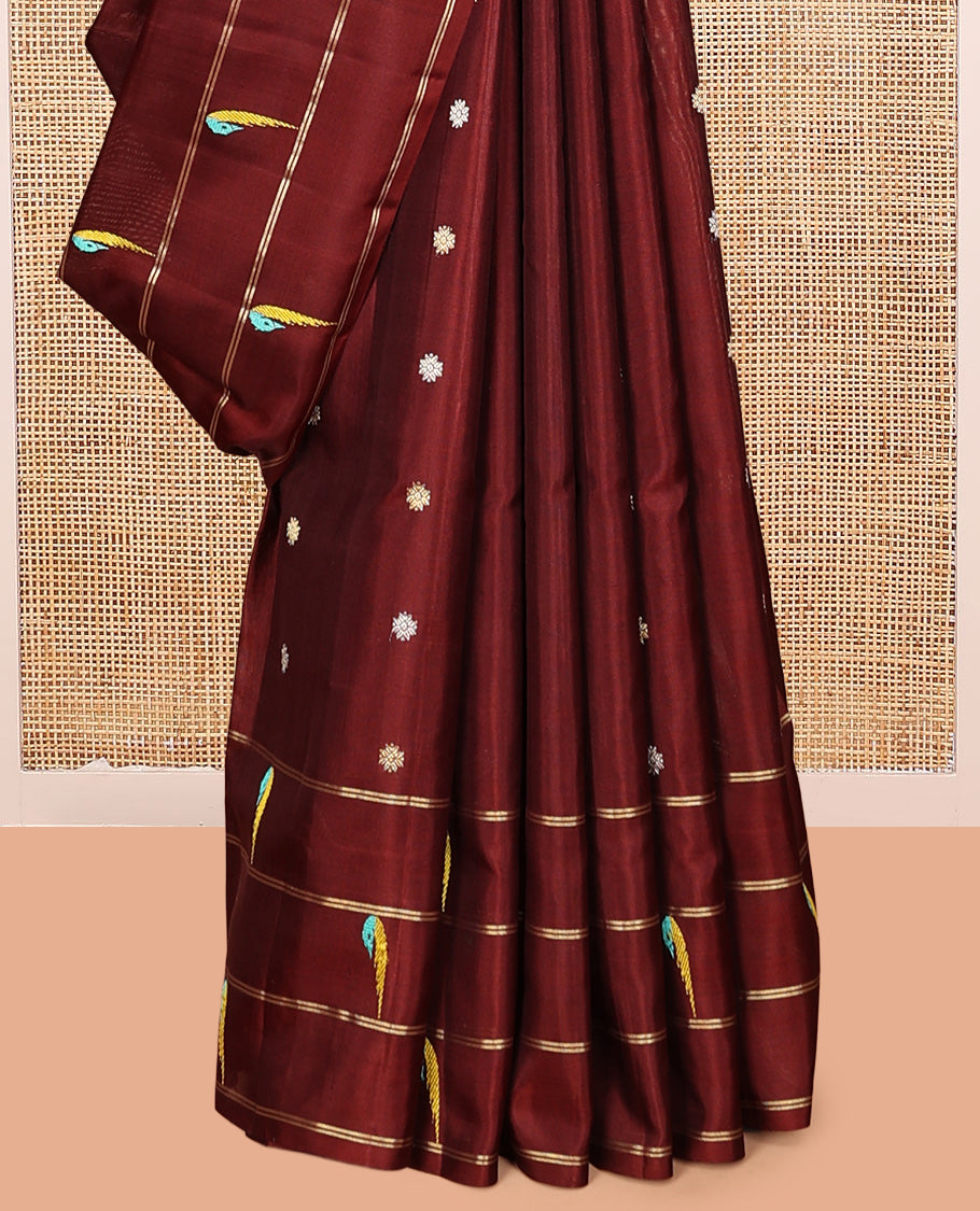 Maroon Venkatagiri Silk Saree