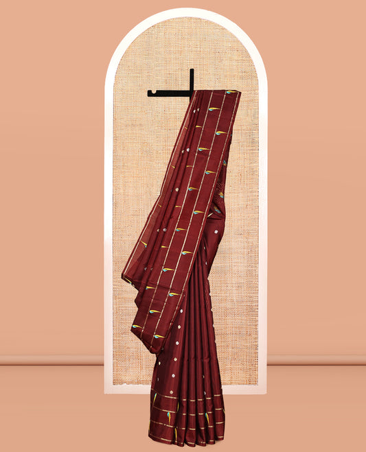 Maroon Venkatagiri Silk Saree