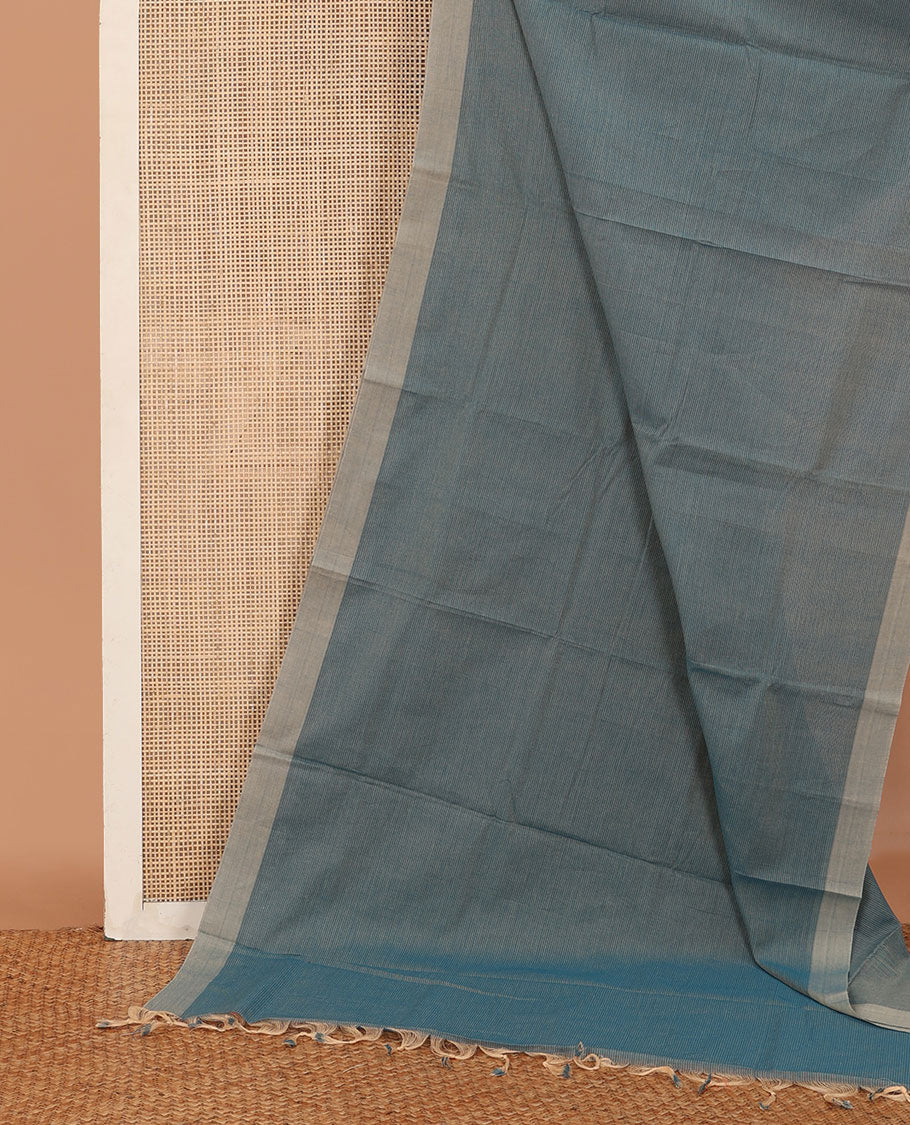 Multi-color medium checked Mangalagiri Cotton saree, temple border, and striped pallu