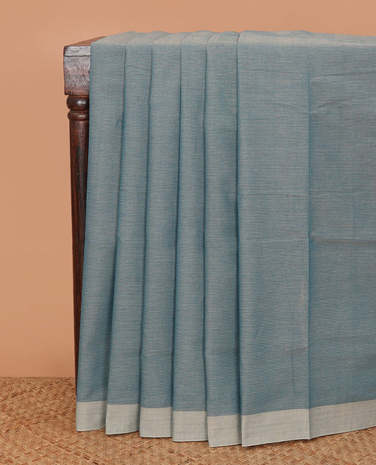 Multi-color medium checked Mangalagiri Cotton saree, temple border, and striped pallu