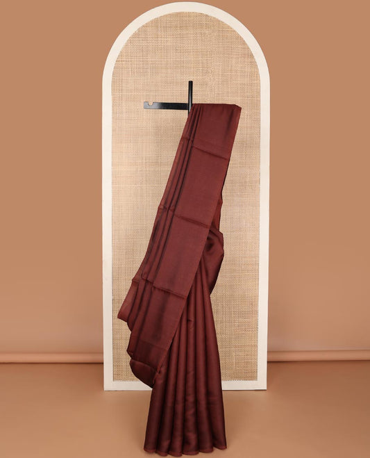 Borderless brown kamala silk saree with contrast floral vine design blouse