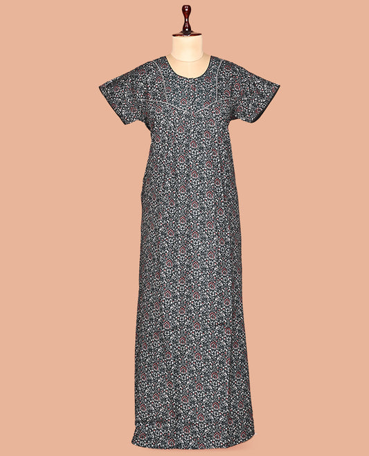 Green Cotton-Blended Nighty