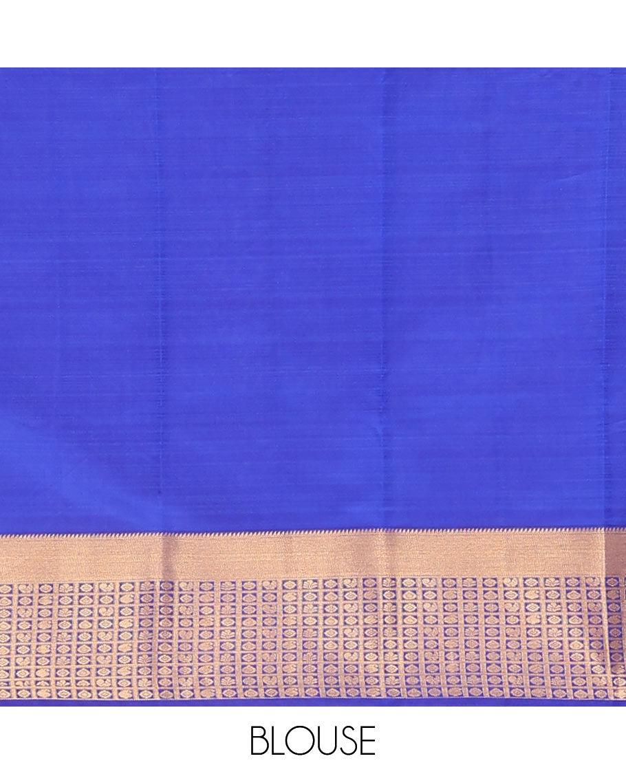 Red Vasundhara Lite Silk Mix Saree Decked with Neli Stripes, Contrast Border of Rekku and Butta Enclosed Checks, Pallu Mirrors Butta Enclosed Checks, and a Contrast Blouse