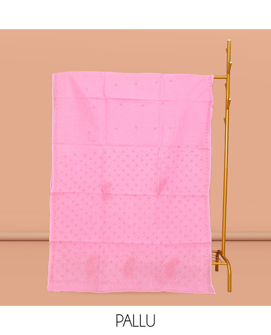 Rosemilk Pink Lucknowi Chikankari Saree