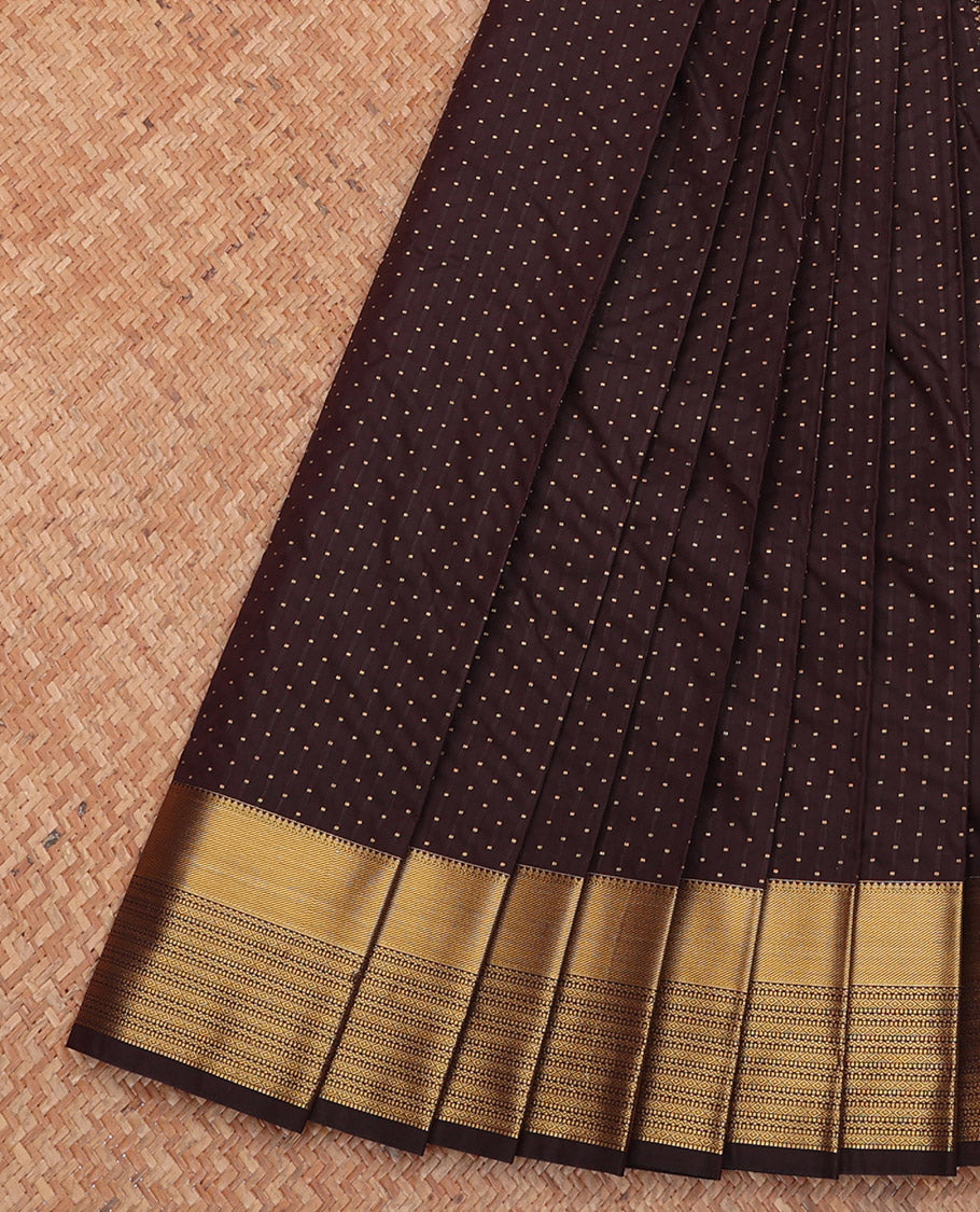 Coffee Brown Budget Silk Saree Features Zari Buttas, Getti Zari Border, Grand Pallu, a Matching Blouse