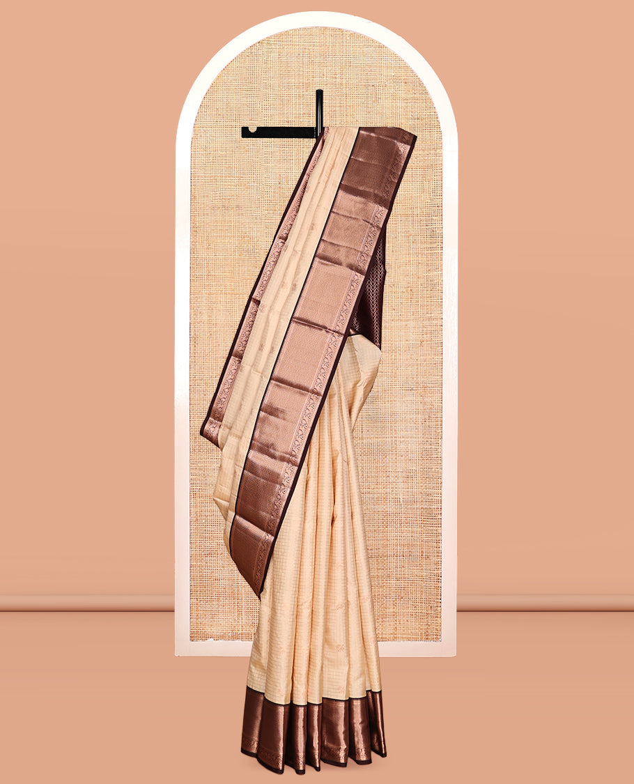 Off-White and Brown Vasundhara Silk Saree