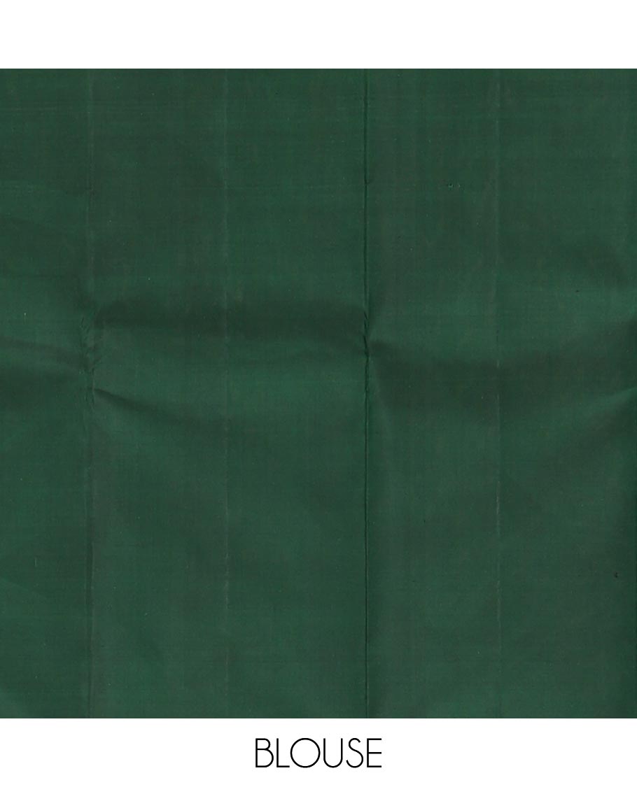 Emerald green human motifs zari woven Kanchipuram silk saree, suyamvaram motifs woven mayil kann border & pallu of mayil kann designs