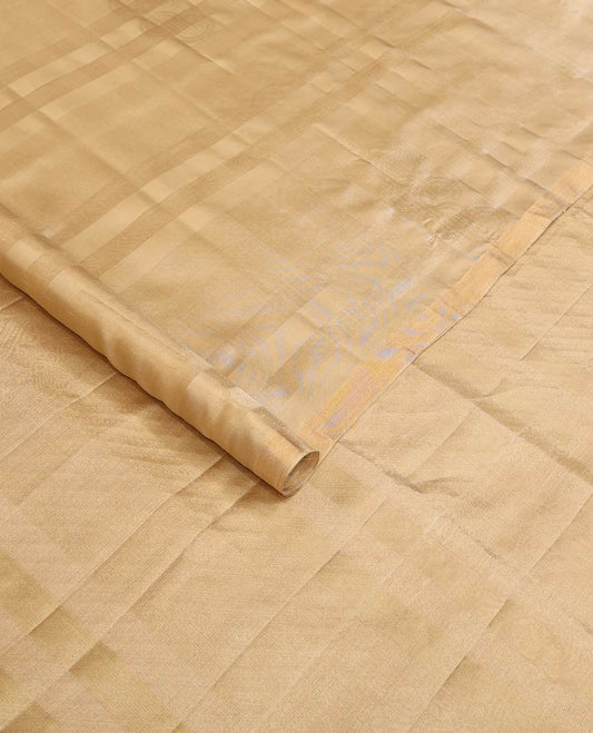 Sandal zari striped and buttas soft silk saree, zari piping border and pallu of diagonal stripes