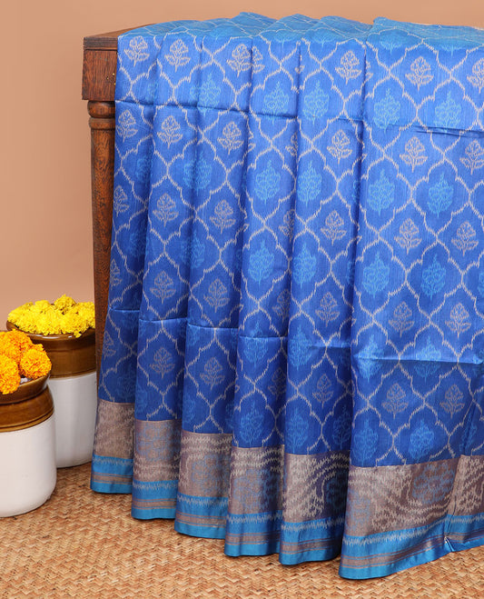 Anantha blue allover rajkot patola style weaving semi jute silk saree with paithani border & self rich pallu along with brocade blouse