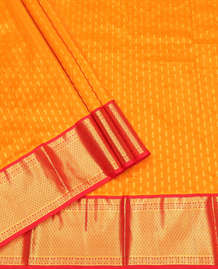 Orange Pure-Silk Half-Saree