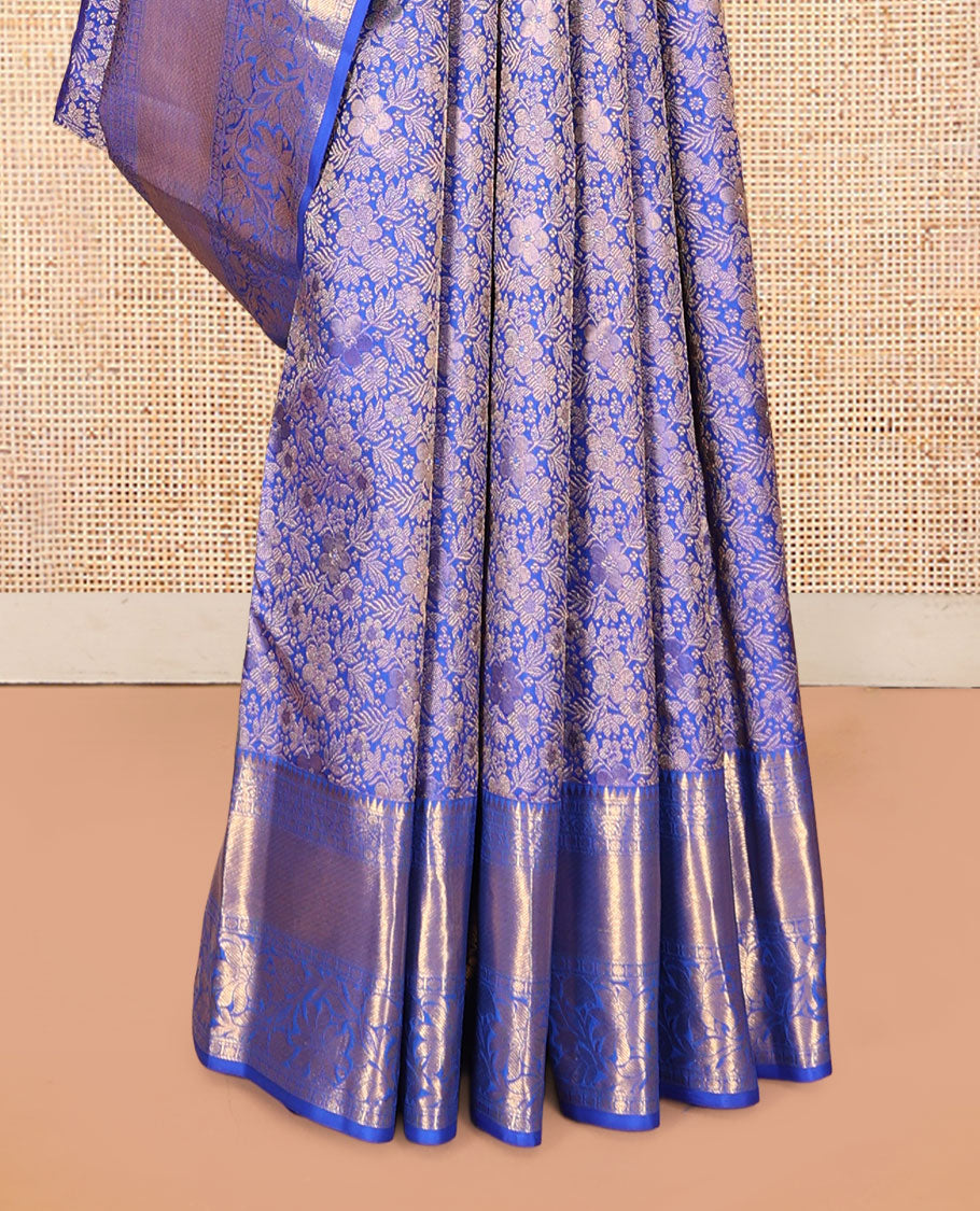 M.s Blue Kanchipuram Wedding Silk Saree