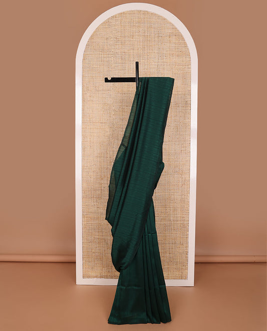 Borderless bottle green  kamala silk saree with contrast floral design blouse